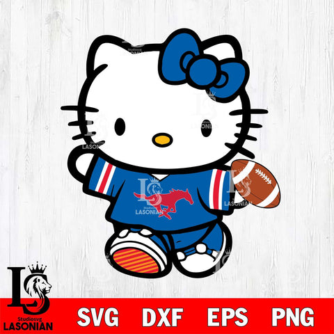 SMU Mustangs Cute Hello Kitty Football 7 Svg Eps Dxf Png File, NCAA svg, Digital Download, Instant Download