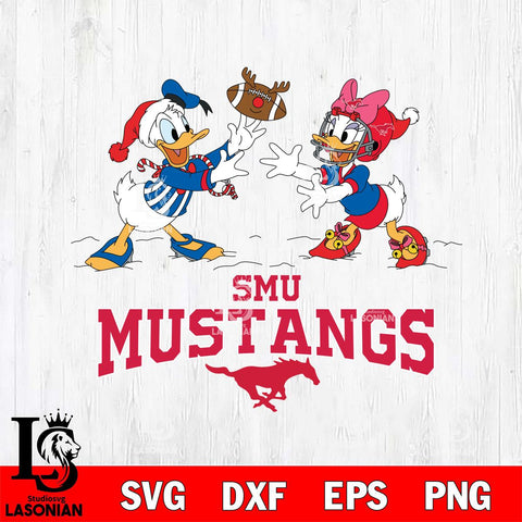 SMU Mustangs Donald Duck & Daisy Duck Football Cricut,Christmas SVG DXF EPS PNG FILE, NCAA Digital Download,Instant Download, Silhouette