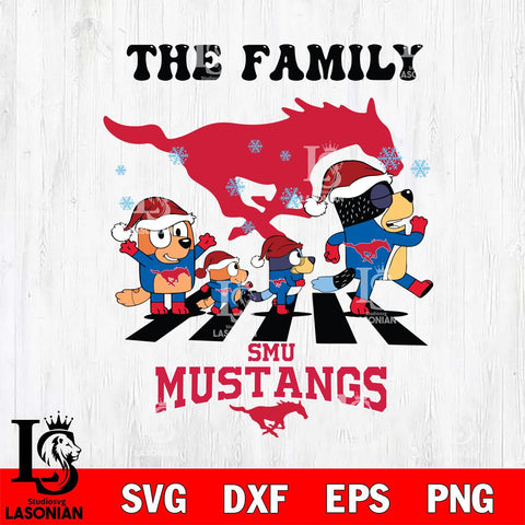 SMU Mustangs Family Bluey Christmas Svg Eps Dxf Png File, Digital Download