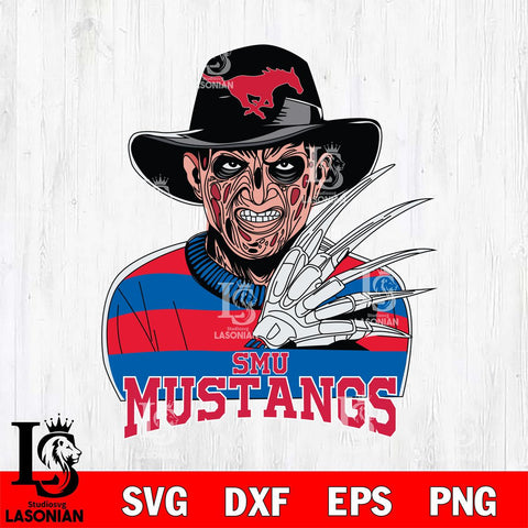 SMU Mustangs Freddy Krueger Horror Halloween Svg Eps Dxf Png File, NCAA svg, Digital Download, Instant Download