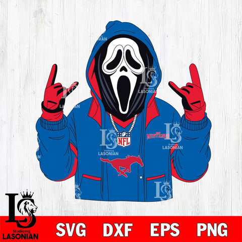 SMU Mustangs Ghostface Scream Football Halloween Svg Eps Dxf Png File, NCAA svg, Digital Download, Instant Download