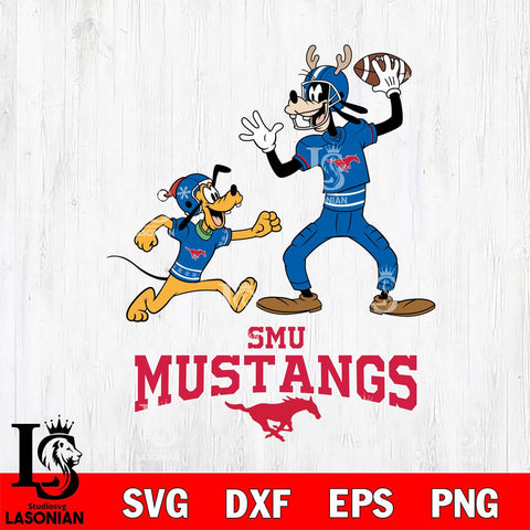 SMU Mustangs Goofy & Pluto Football Cricut,Christmas SVG DXF EPS PNG FILE, NCAA Digital Download,Instant Download, Silhouette