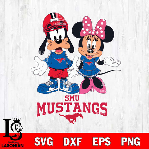 SMU Mustangs Goofy and Minnie mouse Football SVG DXF EPS PNG FILE,NCAA svg ,Football Digital Download,Instant Download, Silhouette