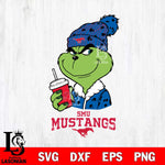 SMU Mustangs Grinch Cofffe Christmas Cut Files Cricut, Svg Dxf Eps Png file, Digital download , Silhouette