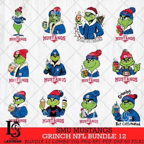 SMU Mustangs Grinch NCAA Bundle 12 SVG Eps Dxf Png File, Digital Download, Instant Download