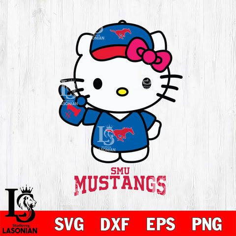 SMU Mustangs Hello Kitty Best Fan Svg Eps Dxf Png File, Digital Download, Instant Download