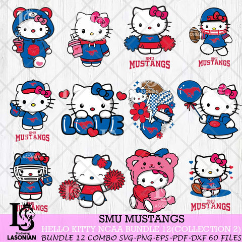 SMU Mustangs Hello Kitty Bundle 12 SVG Svg Eps Dxf Png File, Digital Download, Instant Download