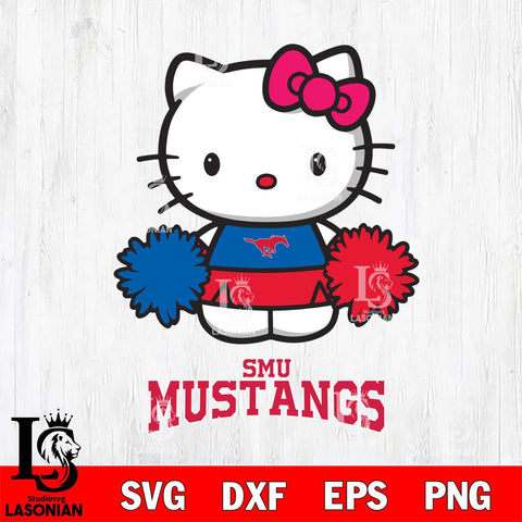 SMU Mustangs Hello Kitty Cheerleader 2 Svg Eps Dxf Png File, Digital Download, Instant Download