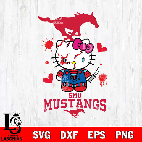 SMU Mustangs Hello Kitty Horror 2 Svg Eps Dxf Png File, Digital Download