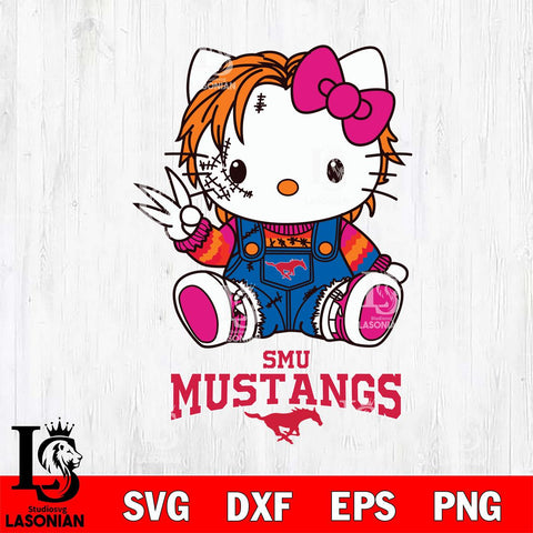 SMU Mustangs Hello Kitty Horror Svg Eps Dxf Png File, Digital Download
