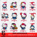 SMU Mustangs Hello Kitty Horror NCAA Bundle 12 SVG Svg Eps Dxf Png File, Digital Download