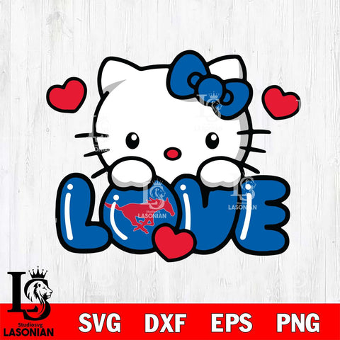 SMU Mustangs Hello Kitty Love Svg Eps Dxf Png File, Digital Download, Instant Download