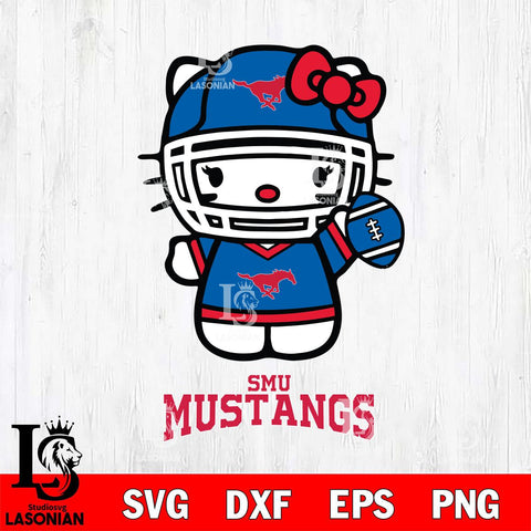 SMU Mustangs Hello Kitty NCAA 1 Svg Eps Dxf Png File, Digital Download, Instant Download