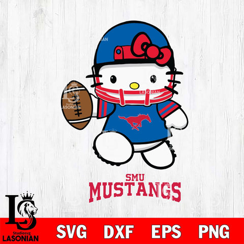 SMU Mustangs Hello Kitty NCAA 4 Svg Eps Dxf Png File, Digital Download, Instant Download