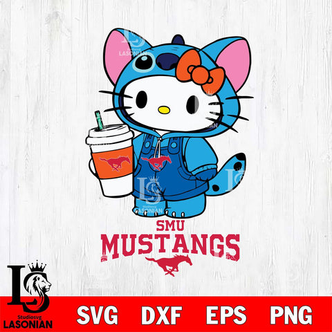 SMU Mustangs Hello Kitty Stitch Svg Eps Dxf Png File, NCAA svg, Digital Download, Instant Download