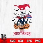 SMU Mustangs Jack Skellington 2 halloween Svg Eps Dxf Png File, NCAA svg, Digital Download, Instant Download