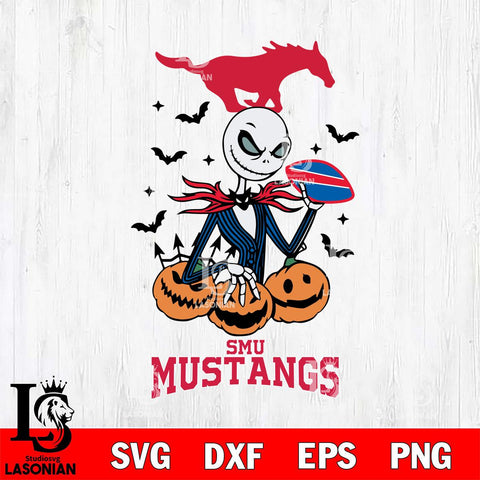 SMU Mustangs Jack Skellington 2 halloween Svg Eps Dxf Png File, NCAA svg, Digital Download, Instant Download