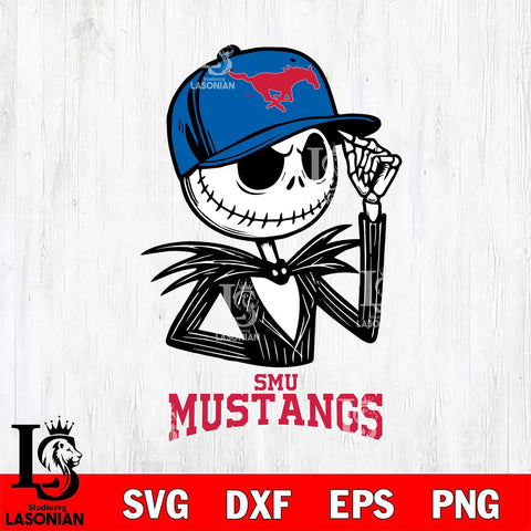 SMU Mustangs Jack Skellington 3 Halloween Svg Eps Dxf Png File, NCAA svg, Digital Download, Instant Download