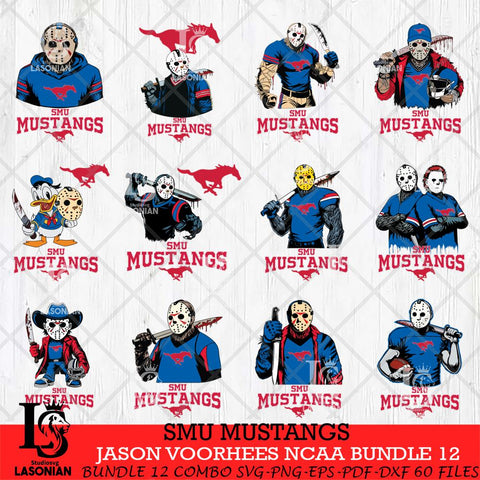 SMU Mustangs Jason Voorhees NCAA Bundle 12 SVG Svg Eps Dxf Png File, Digital Download