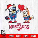 SMU Mustangs Love Bluey Christmas Svg Eps Dxf Png File, Digital Download