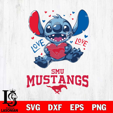SMU Mustangs Love Stitch, Svg Eps Dxf Png File, Digital Download