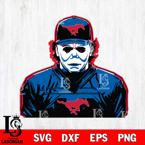SMU Mustangs Michael Myers Horror Halloween Svg Eps Dxf Png File, NCAA svg, Digital Download, Instant Download