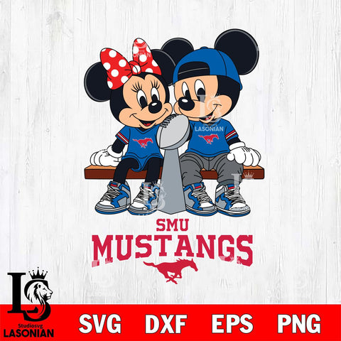 SMU Mustangs Mickey And Minnie Football Champions Svg Eps Dxf Png File, NCAA svg , Digital Download , Instant Download, Cricut File