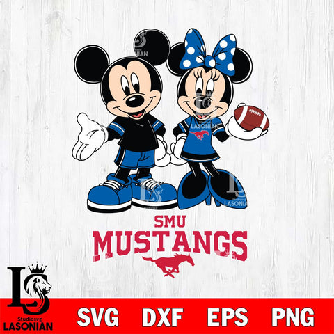 SMU Mustangs Mickey Minnie Football Svg Eps Dxf Png File, NCAA svg , Digital Download , Instant Download, Cricut File