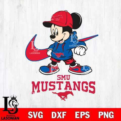 SMU Mustangs Mickey Mouse NIKE, Svg Eps Dxf Png File, Digital Download