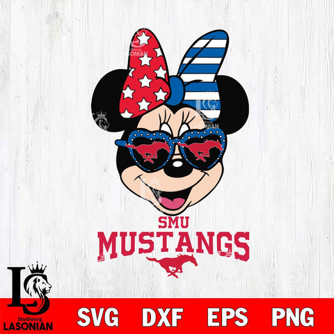 SMU Mustangs Minnie Mouse Love 2, Svg Eps Dxf Png File, Digital Download