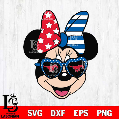 SMU Mustangs Minnie Mouse Love Svg Eps Dxf Png File, NCAA svg, Digital Download, Instant Download