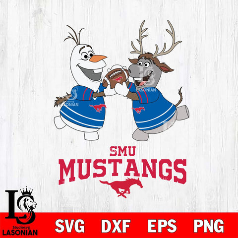 SMU Mustangs Olaf & Sven Football Cricut,Christmas SVG DXF EPS PNG FILE, NCAA Digital Download,Instant Download, Silhouette