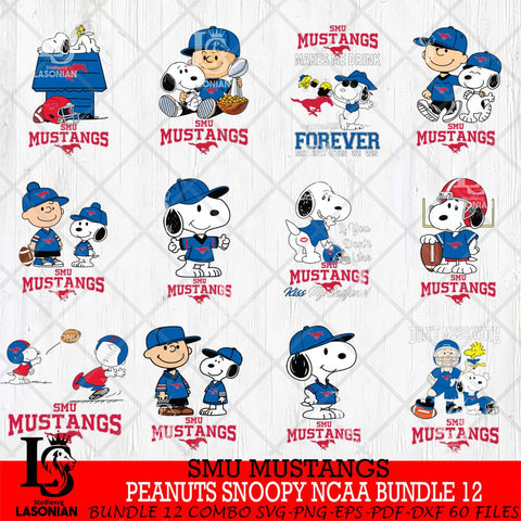 SMU Mustangs Peanuts Snoopy Player NCAA Bundle 12 SVG DXF EPS PNG FILE,Snoopy File Cut, bundle NCAA Digital Download,Instant Download, Silhouette