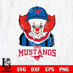 SMU Mustangs Pennywise Horror Sport 10 Svg Eps Dxf Png File, Digital Download