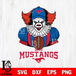 SMU Mustangs Pennywise Horror Sport 9 Svg Eps Dxf Png File, Digital Download