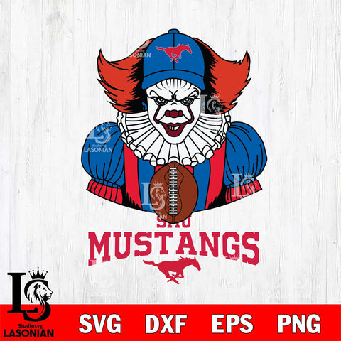 SMU Mustangs Pennywise Horror Sport 9 Svg Eps Dxf Png File, Digital Download