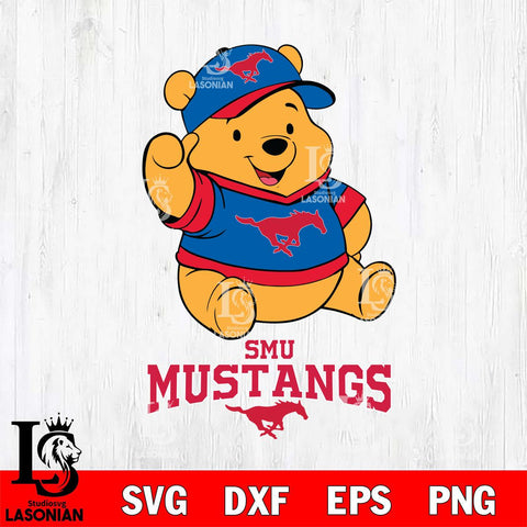 SMU Mustangs Pooh Bear Disney, Svg Eps Dxf Png File, Digital Download