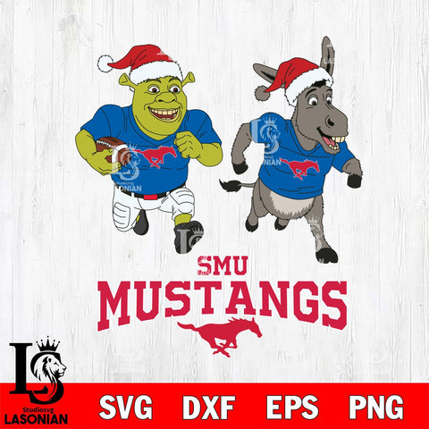 SMU Mustangs Shrek and Donkey Football Cricut,Christmas SVG DXF EPS PNG FILE, NCAA Digital Download,Instant Download, Silhouette