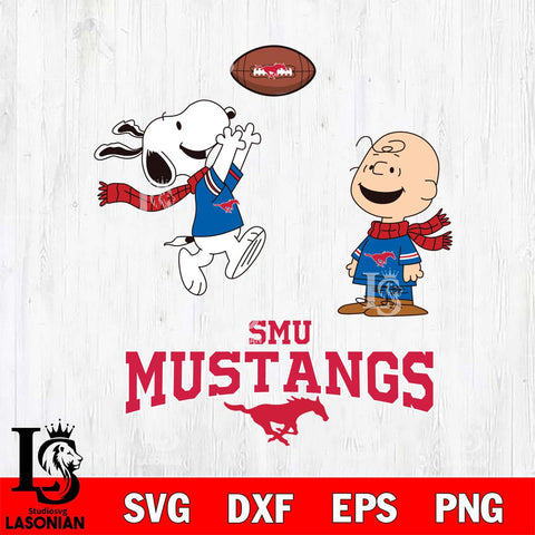 SMU Mustangs Snoopy & Charlie Brown Football Cricut,Christmas SVG DXF EPS PNG FILE, NCAA Digital Download,Instant Download, Silhouette