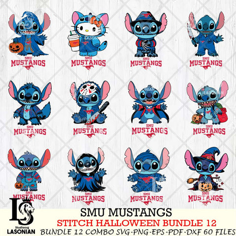 SMU Mustangs Stitch Horror Bundle 12 SVG Svg Eps Dxf Png File, NCAA svg, Digital Download, Instant Download