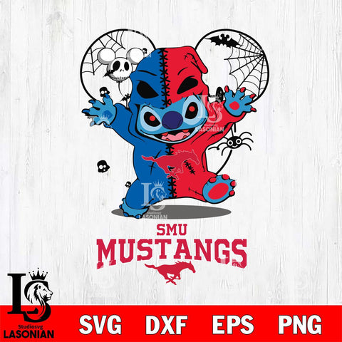 SMU Mustangs Stitch Horror Halloween 2 Svg Eps Dxf Png File, Digital Download, Instant Download