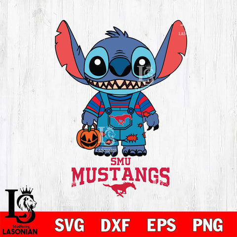 SMU Mustangs Stitch Horror Halloween Svg Eps Dxf Png File, NCAA svg, Digital Download, Instant Download