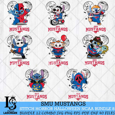SMU Mustangs Stitch Horror Halloween Bundle NCAA Svg Eps Dxf Png File, Digital Download, Instant Download