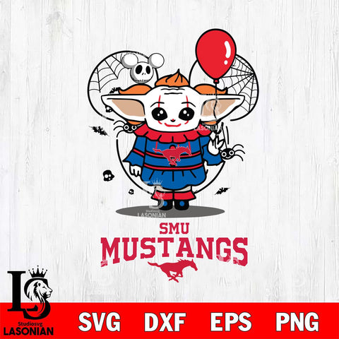 SMU Mustangs Stitch Pennywise Halloween Svg Eps Dxf Png File, Digital Download, Instant Download