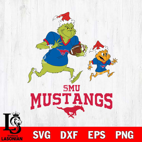 SMU Mustangs The Grinch & Max Football Cricut,Christmas SVG DXF EPS PNG FILE, NCAA Digital Download,Instant Download, Silhouette