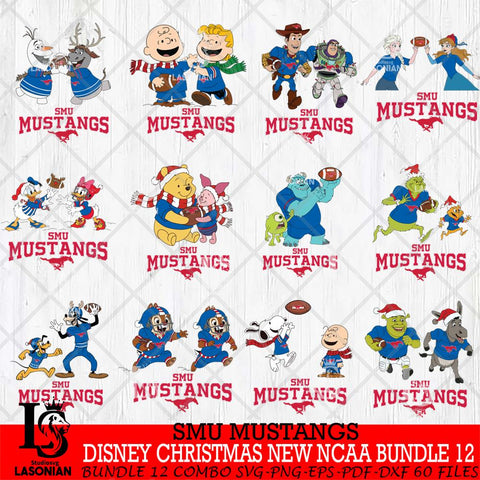 SMU Mustangs  Disney Christmas New NCAA Bundle 12 Cricut,Christmas SVG DXF EPS PNG FILE, BUNDLE NCAA Digital Download,Instant Download, Silhouette