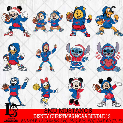 SMU Mustangs  Disney christmas NCAA Bundle File Cut, Bundle NCAA SVG DXF EPS PNG FILE, Digital Download , Criucut , Silhouette