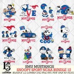 SMU Mustangs  Snoopy NCAA Bundle 12 SVG Svg Eps Dxf Png File, Digital Download