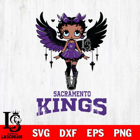 Sacramento Kings Anglel Black Fan Girl Betty Boop