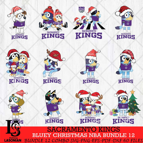 Sacramento Kings Bluey Christmas NBA Bundle 12 Cricut , Christmas Svg , Bluey svg , Digital Download, dxf eps png pdf file
